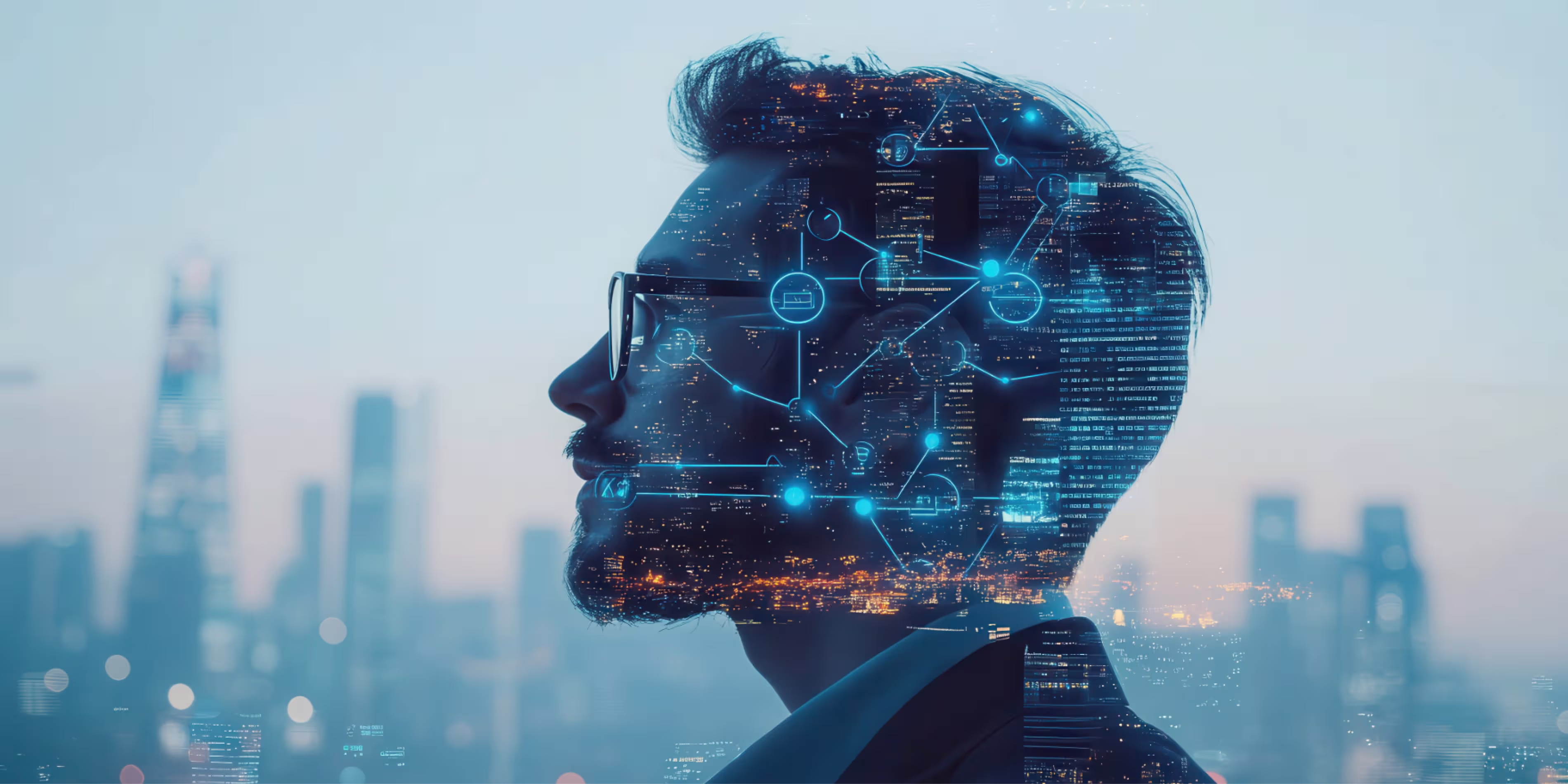 Mann mit überlagertem neuronalen Netzwerk